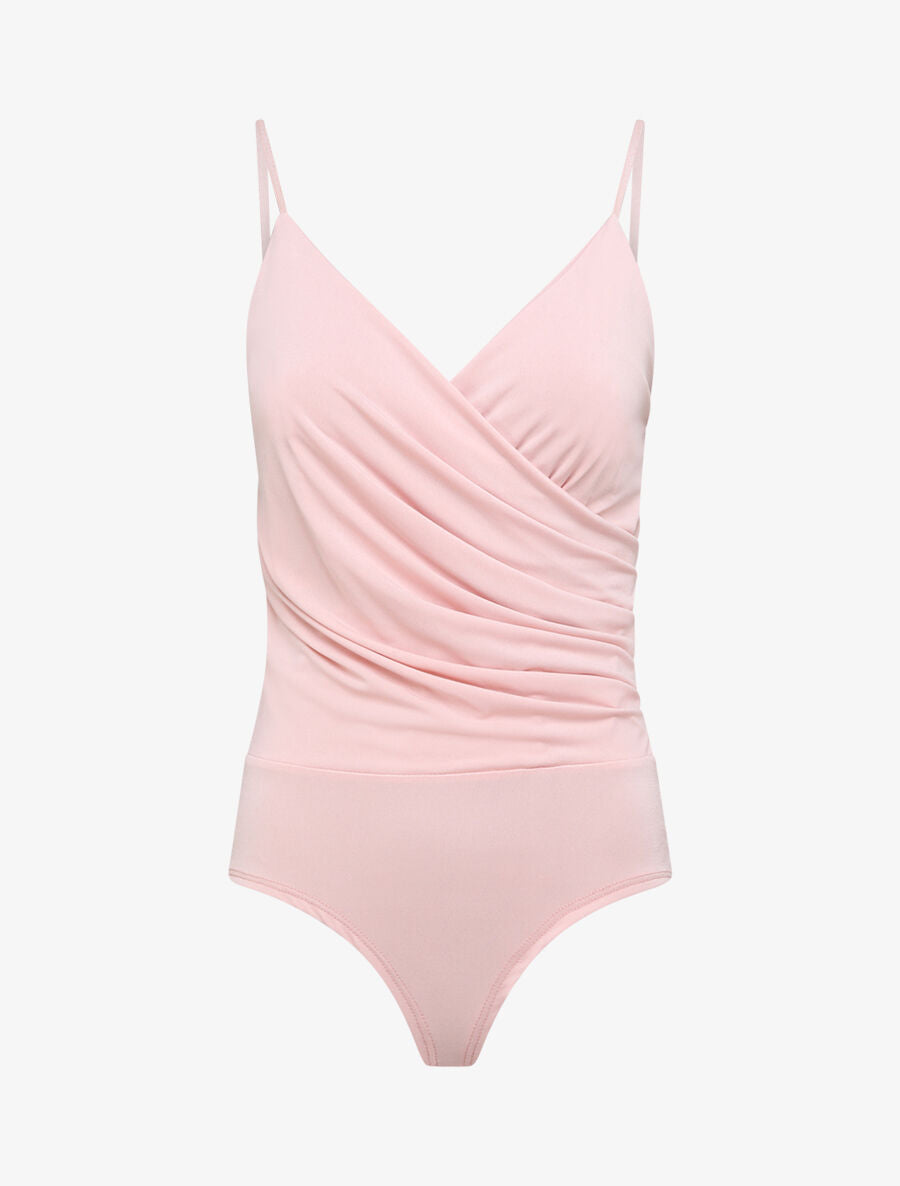 Body ajusté cache-coeur à fines bretelles - Rose pâle - 1