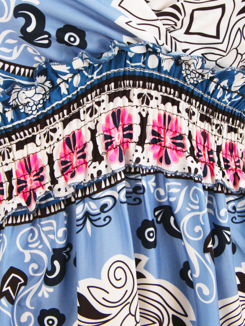 Robe longue dos nu imprimé mosaïque - Bleu - 3