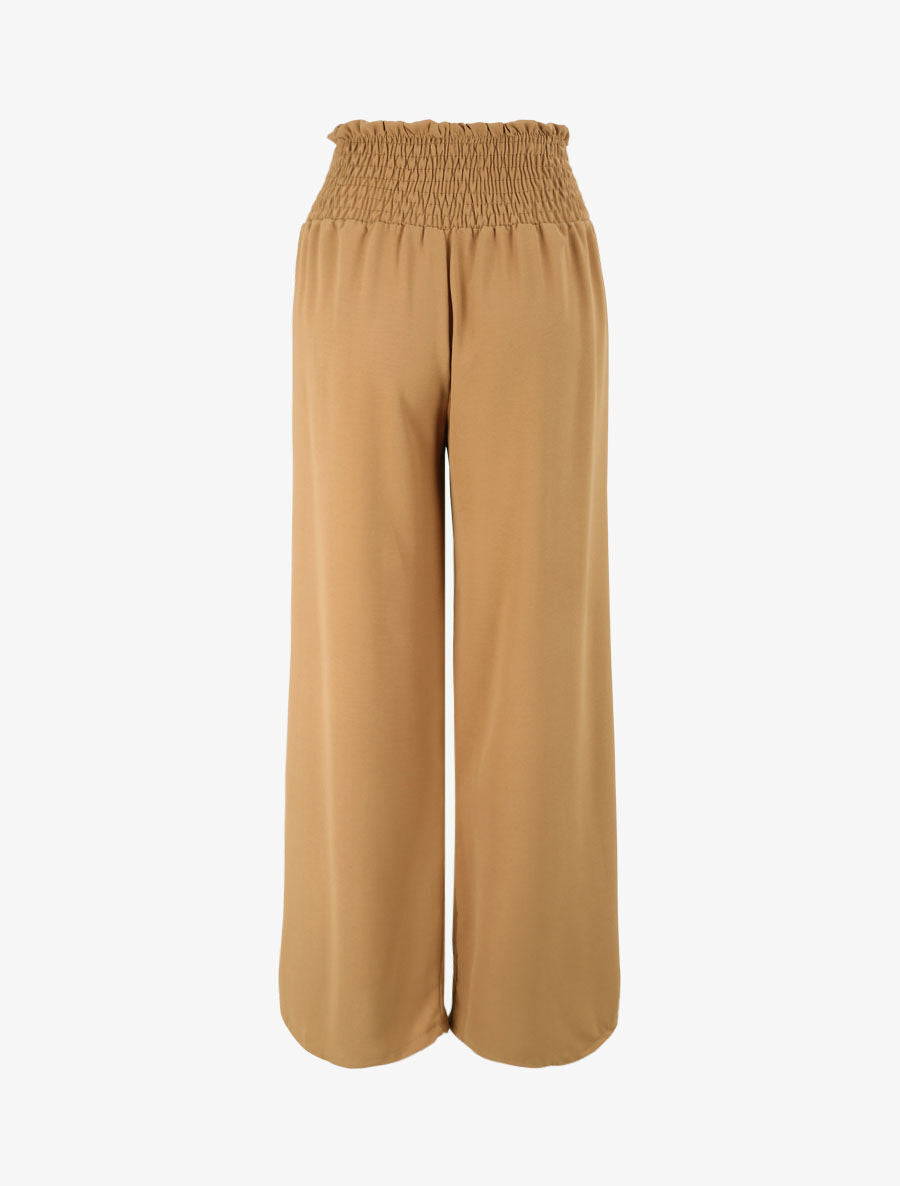 Pantalon ample à taille élastiquée - Camel - 2