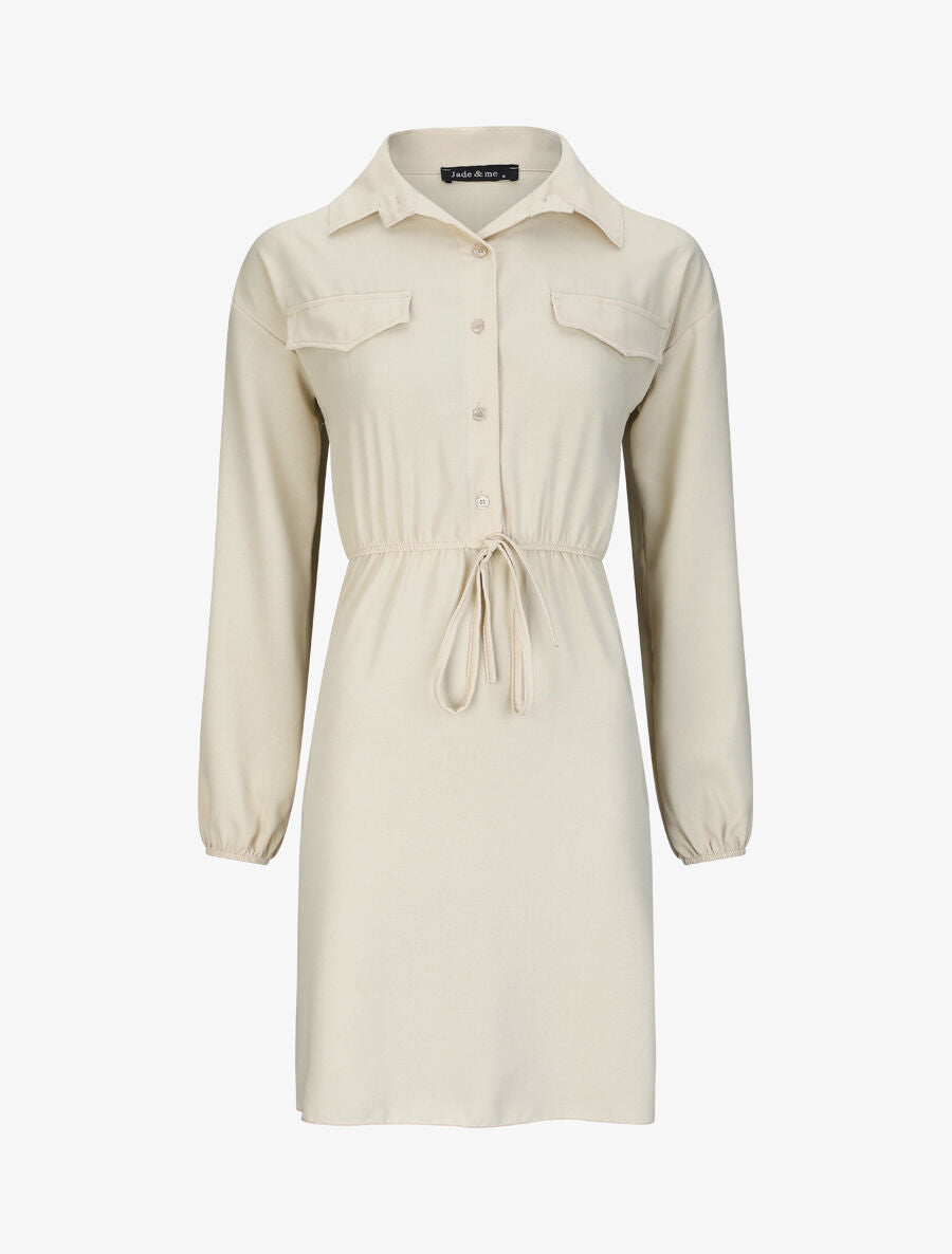 Robe chemise cintrée - Beige - 1