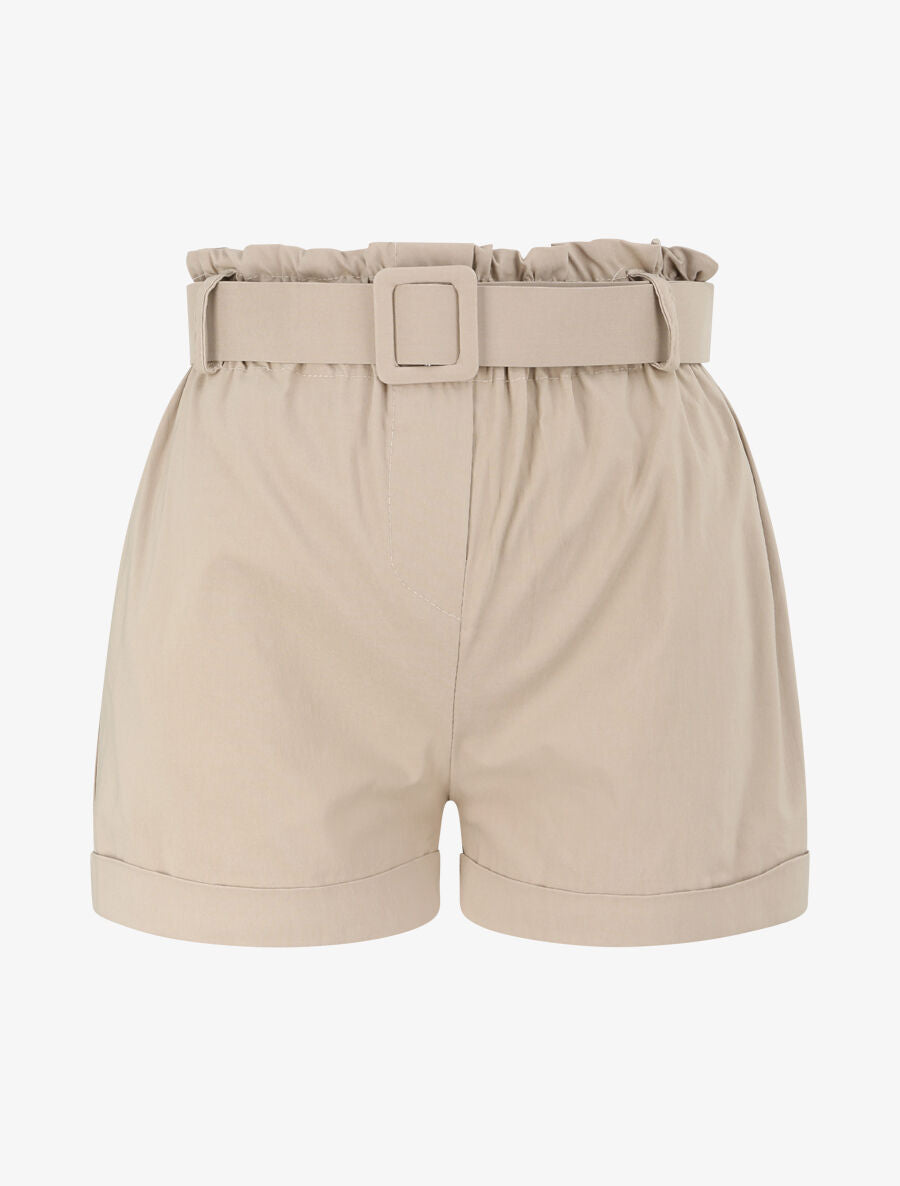 Short paperbag à revers - Beige - 1