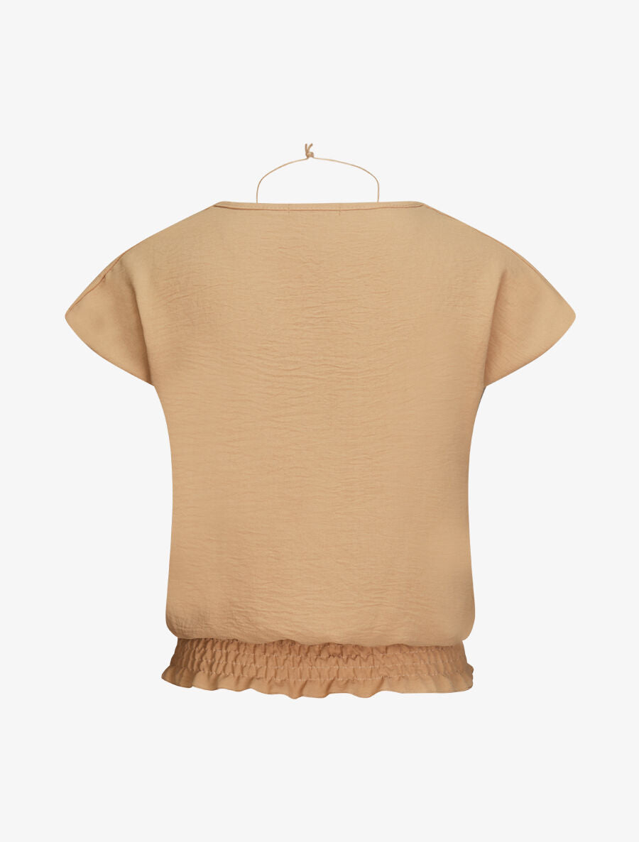 Top élastiqué avec sautoir - Camel - 2