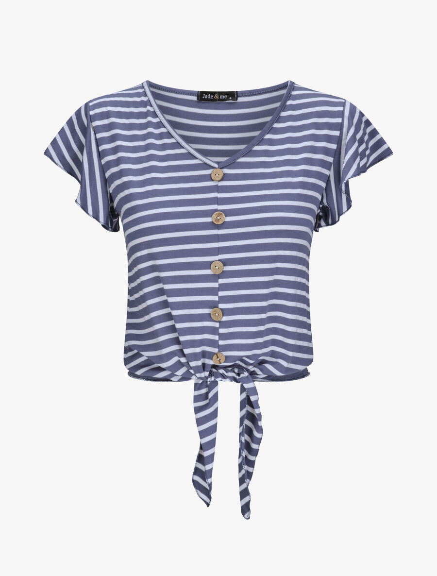 Top à imprimé marinière - Bleu - 1