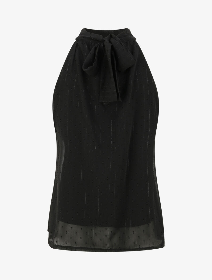 Top droit en voile plumetis irisé - Noir - 2