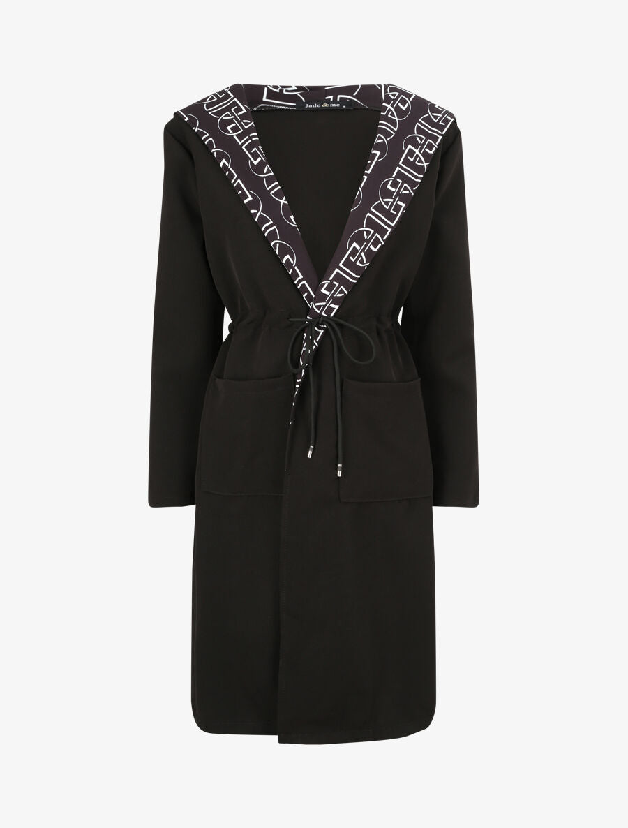 Manteau fin à capuche - Noir - 1