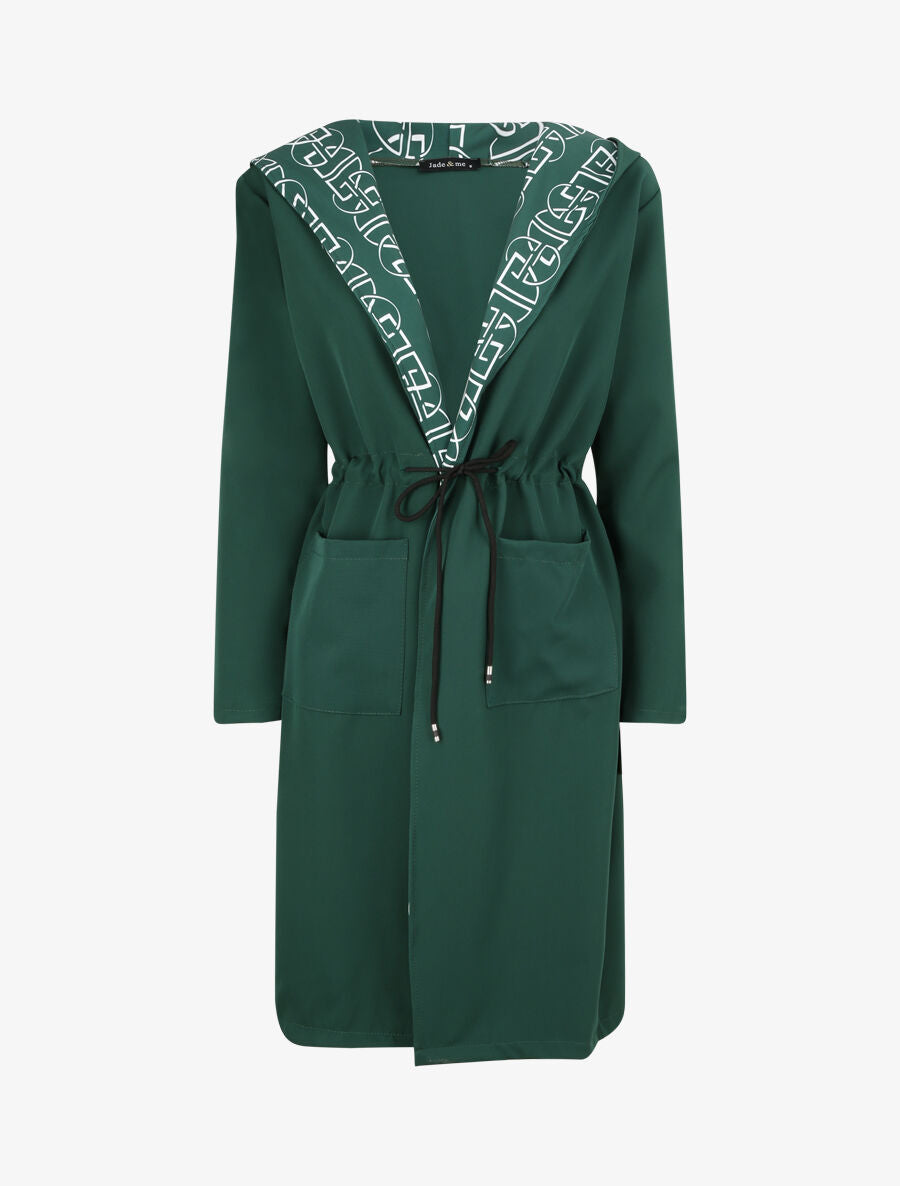 Manteau fin à capuche - Vert - 1