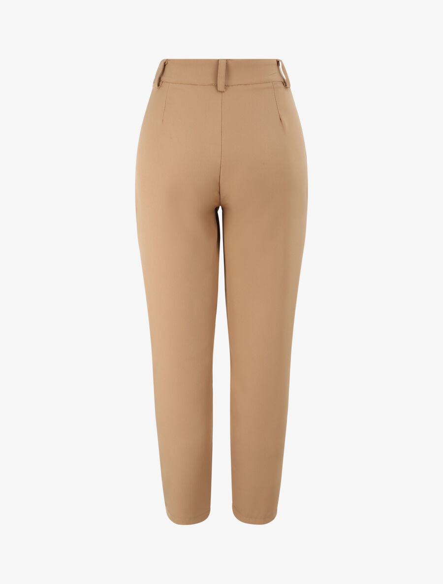 Pantalon fluide uni coupe droite - Camel - 2