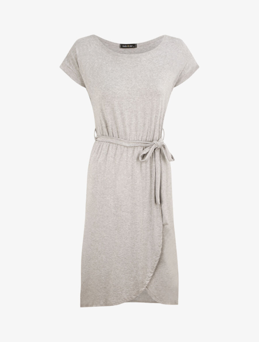Robe mi-longue cintrée style portefeuille - Gris chiné - 1