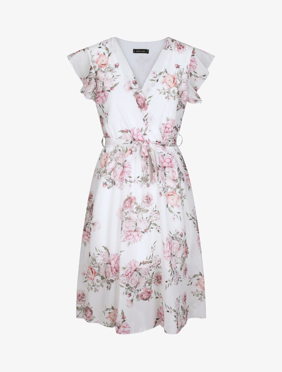 Robe en voile à imprimé fleurs printanières - Blanc - 1