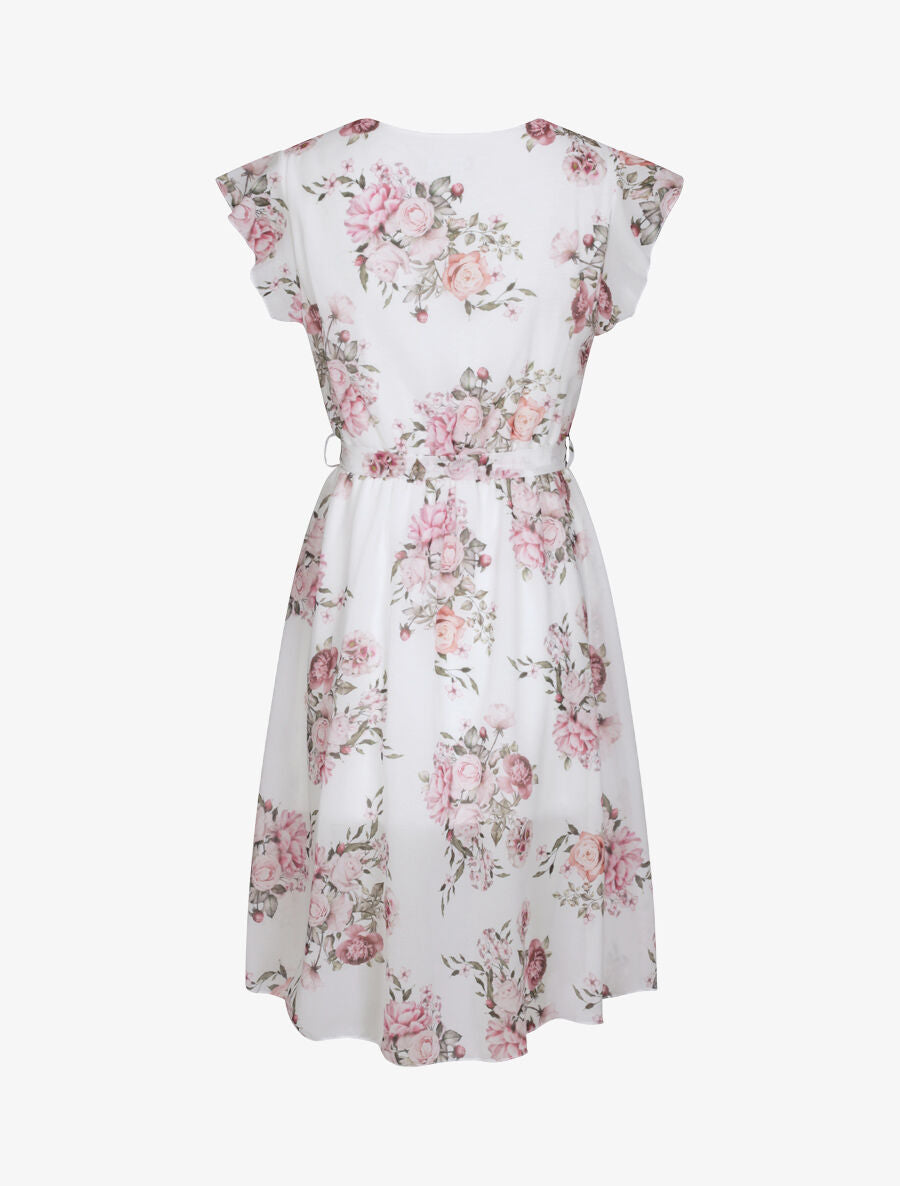 Robe en voile à imprimé fleurs printanières - Blanc - 2