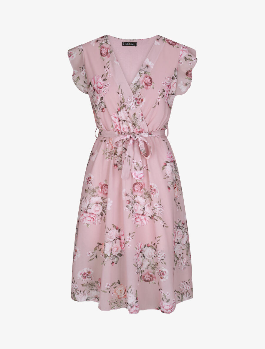 Robe en voile à imprimé fleurs printanières - Rose - 1