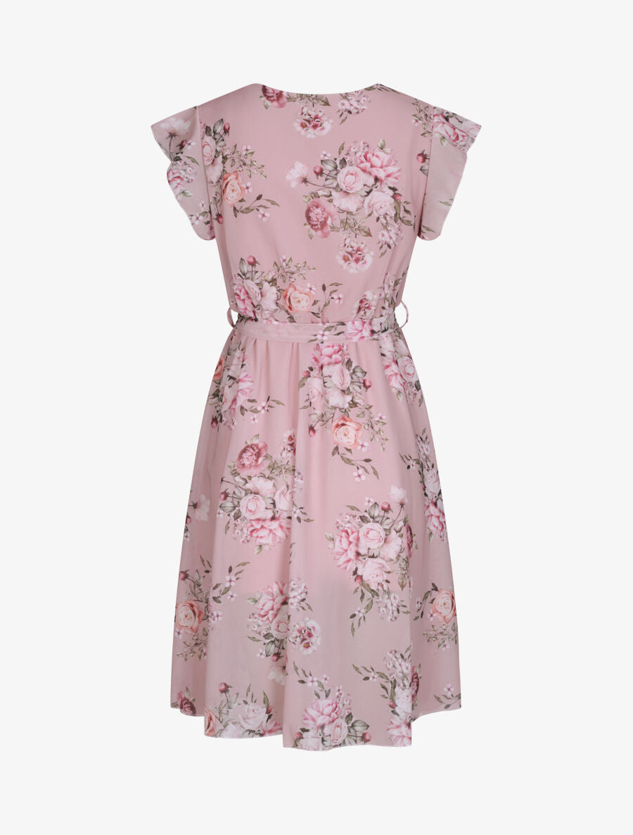 Robe en voile à imprimé fleurs printanières - Rose - 2