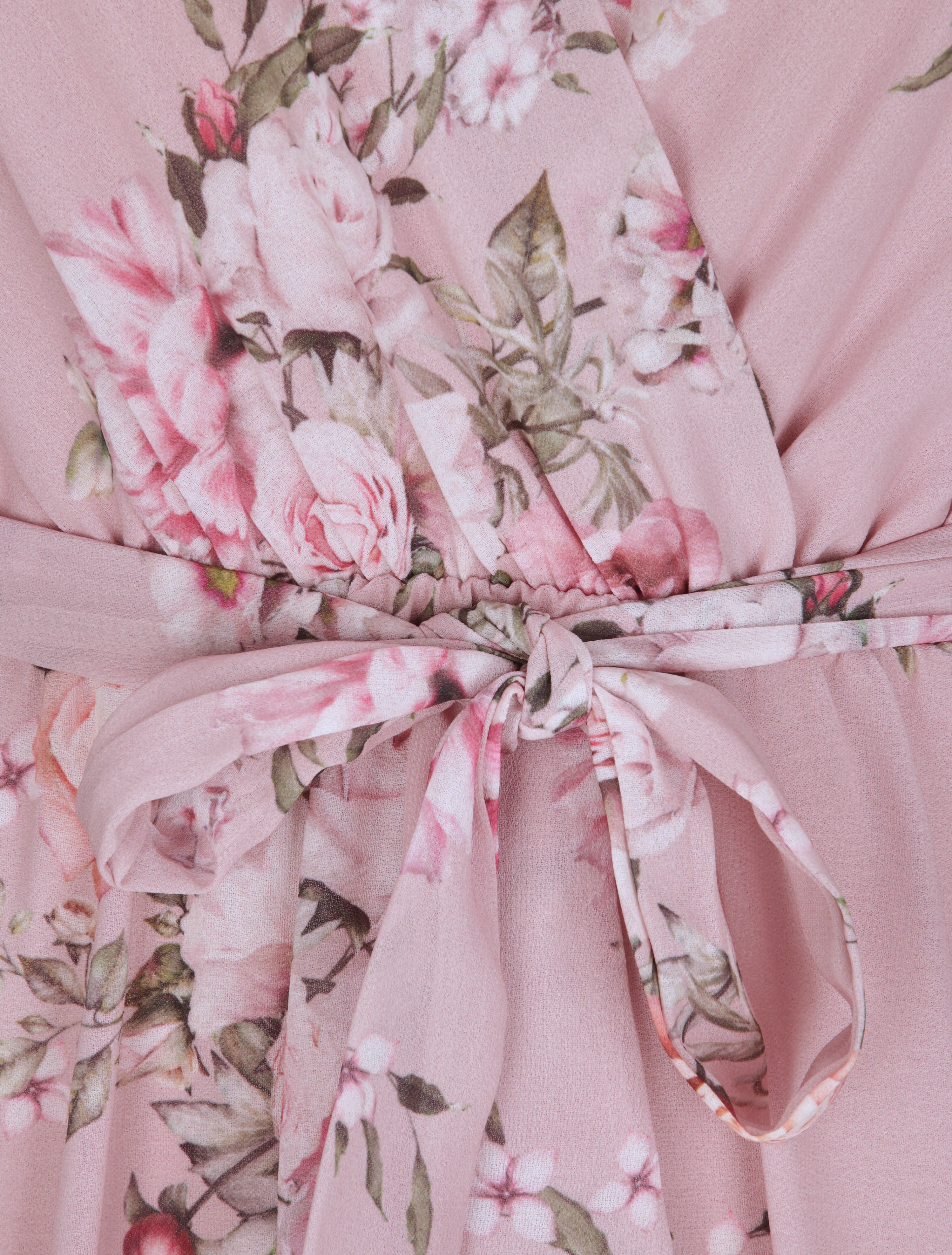 Robe en voile à imprimé fleurs printanières - Rose - 3