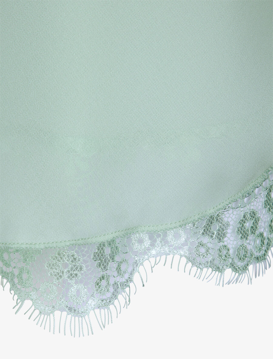 Caraco uni à bretelles croisées et détail dentelle - Vert d&