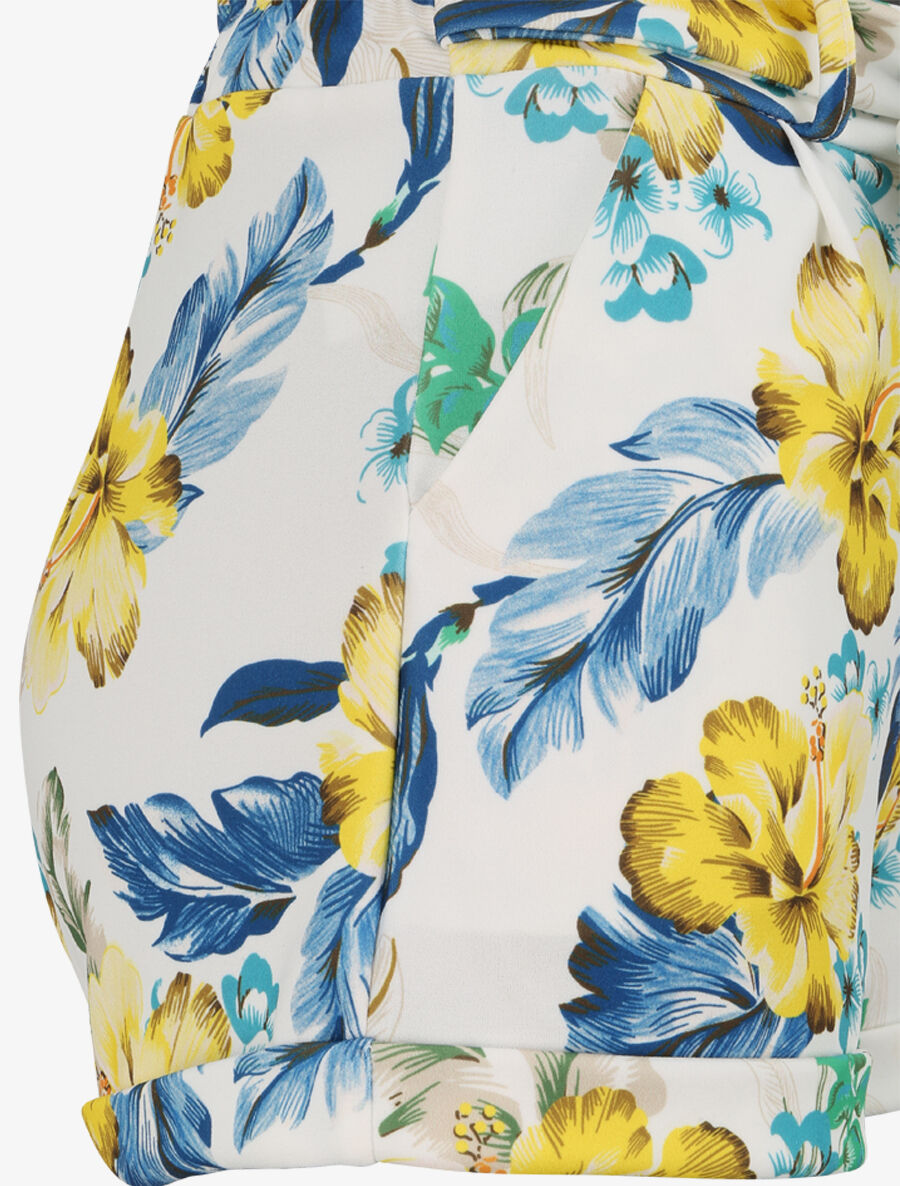 Mini short à imprimé fleuri et à revers - Jaune - 3