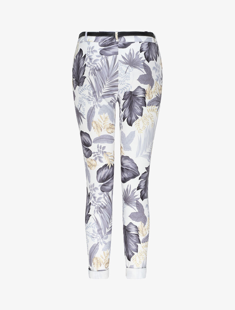 Pantalon à revers imprimé feuilles - Gris anthracite - 2