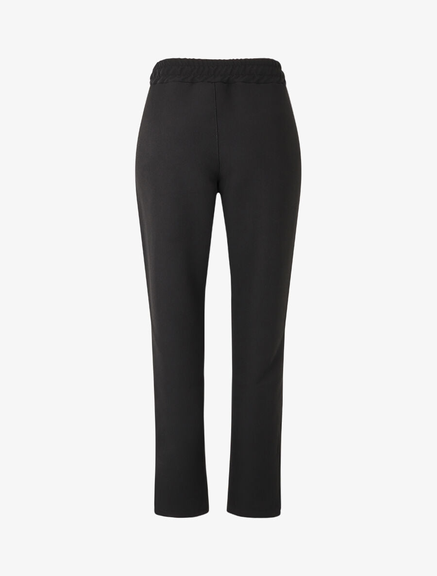 Pantalon droit à taille élastiqué et détail métal - Noir - 2