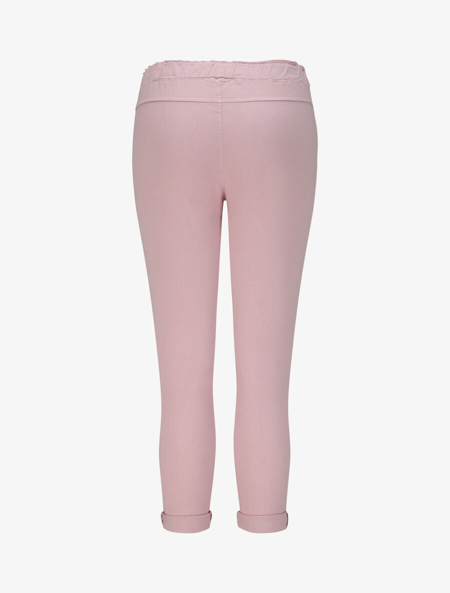 Pantalon droit taille haute froncée - Rose - 2