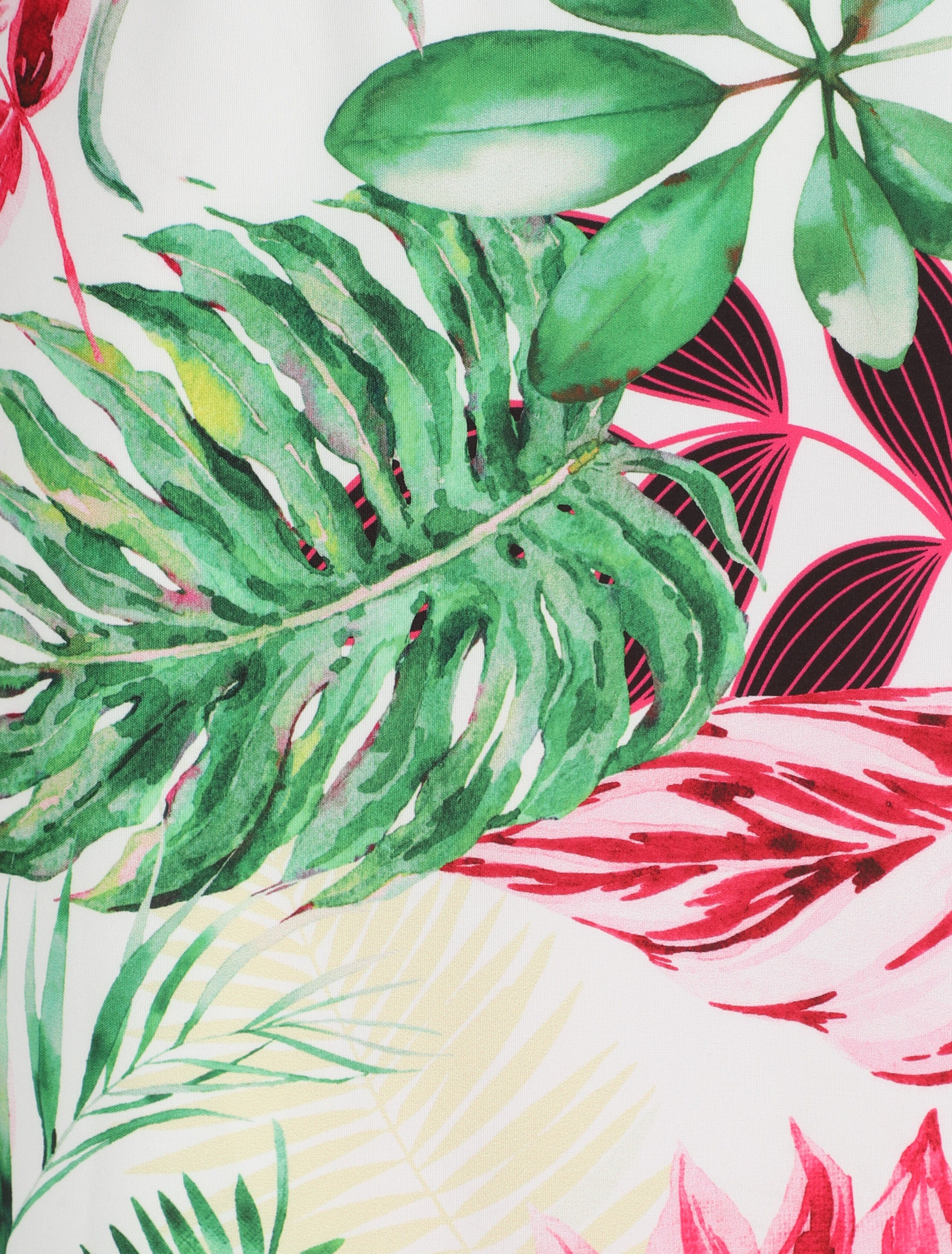 Jupe mi-longue à couture en V imprimé tropical - Blanc - 3