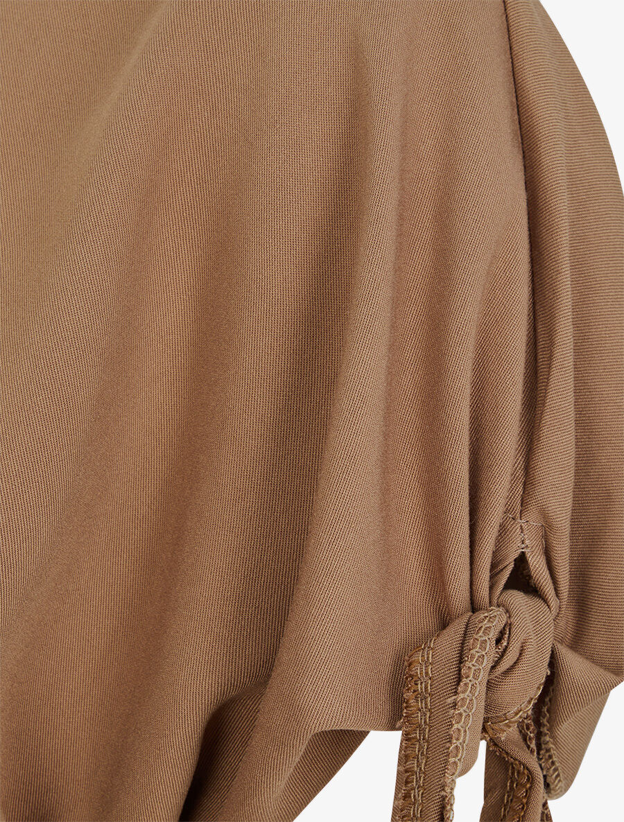 Top oversize à manches courtes à liens à nouer - Camel - 3