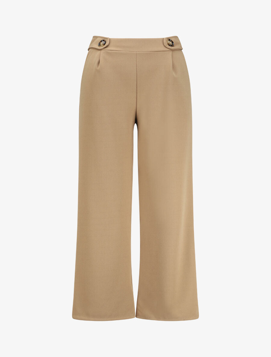 Pantalon ample à taille élastiquée - Camel - 1