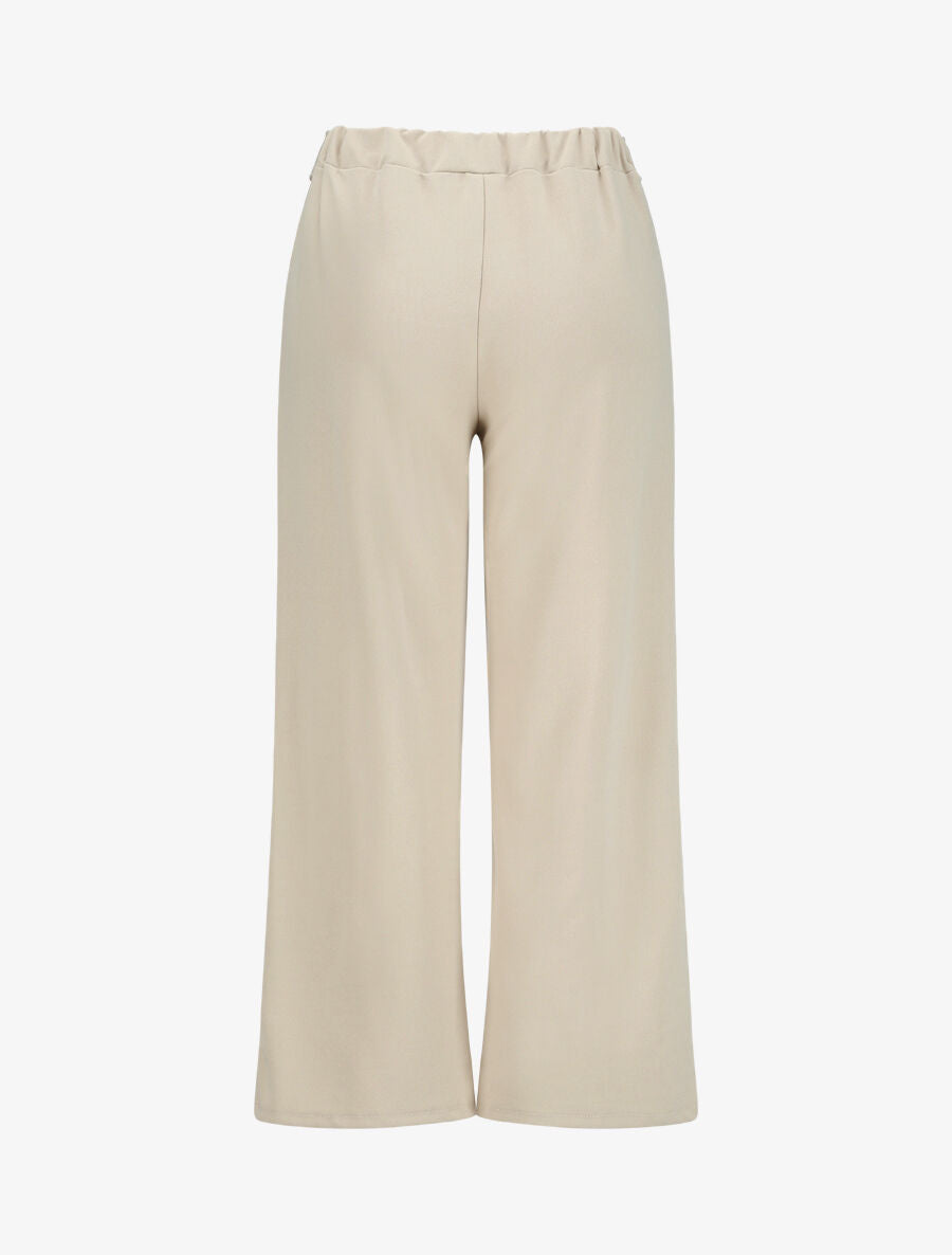 Pantalon ample à taille élastiquée - Beige - 2