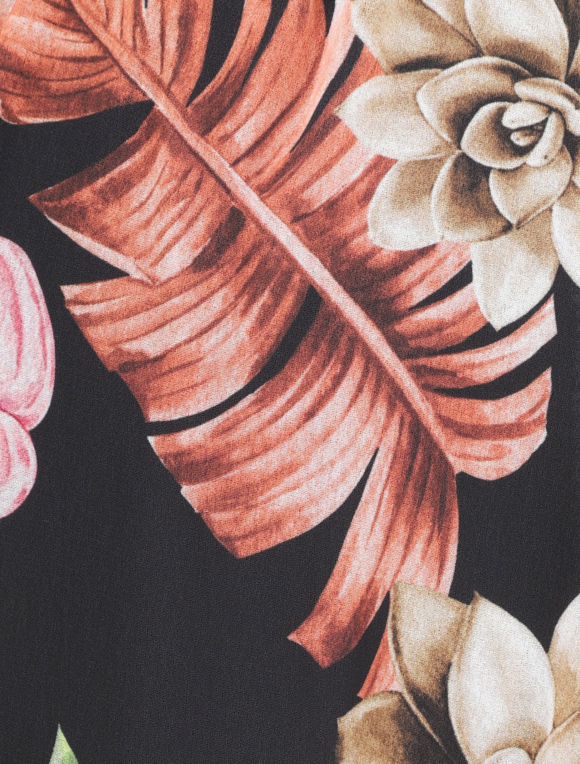 Jupe longue en voile imprimé fleurs tropicales - Noir - 3