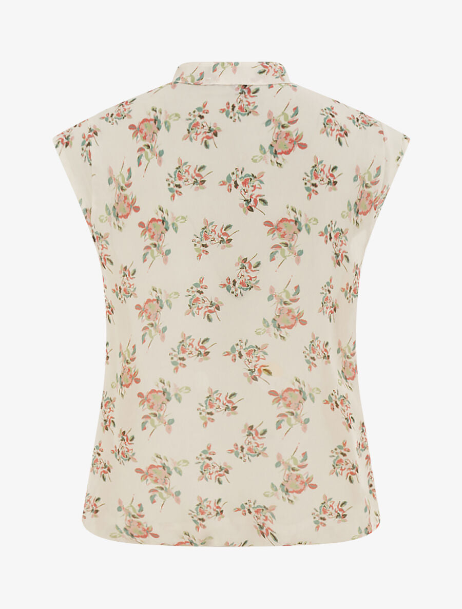 Top sans manches imprimé rosier - Beige - 2
