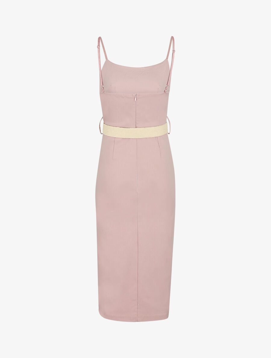 Robe mi-longue fendue - Rose - 2
