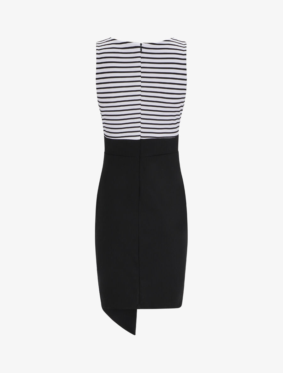 Robe cache-coeur à buste rayé - Noir - 2