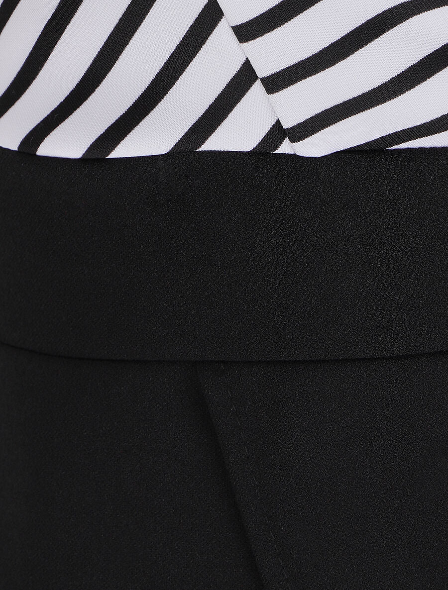 Robe cache-coeur à buste rayé - Noir - 3