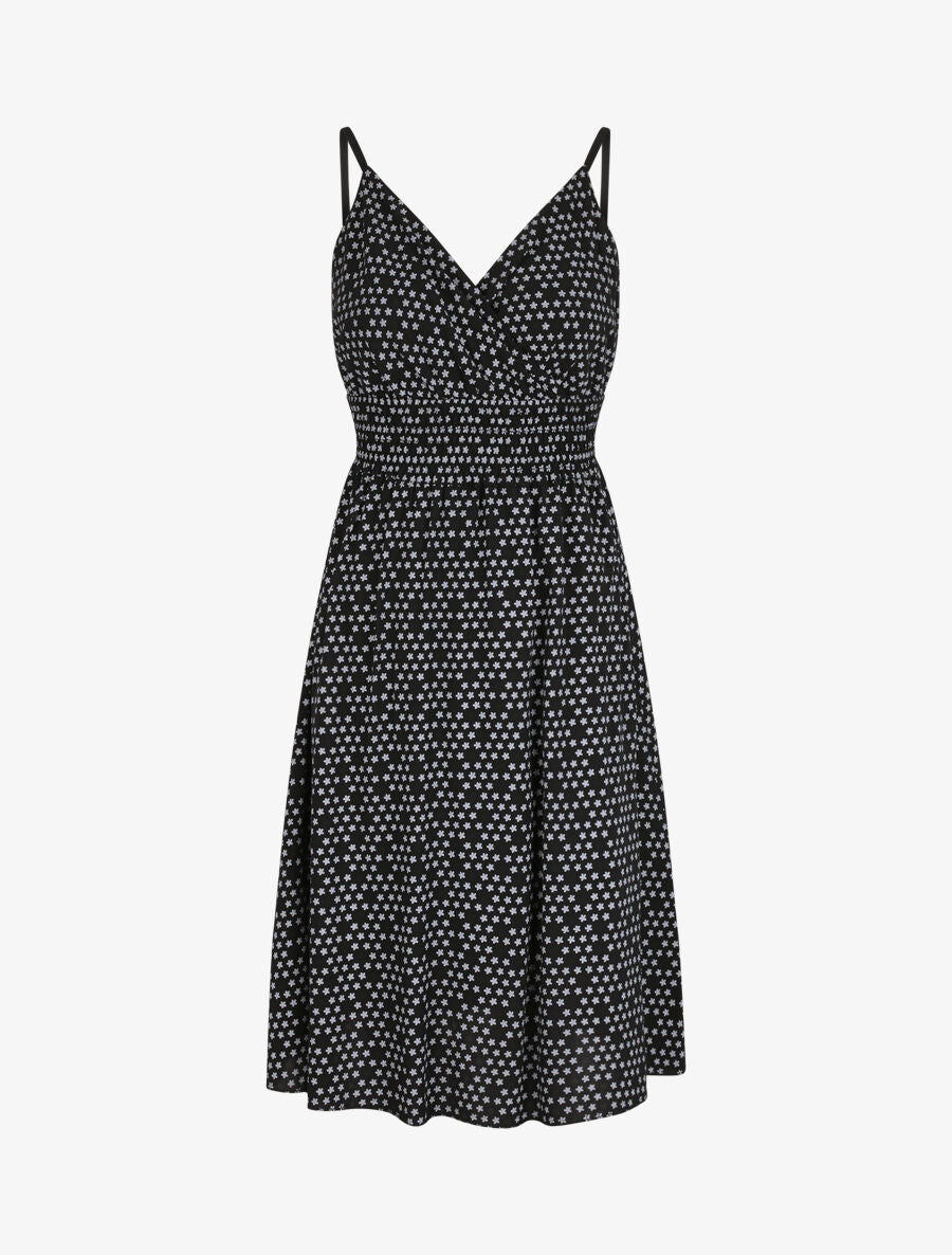Robe empire mi-longue imprimé floral - Noir - 1