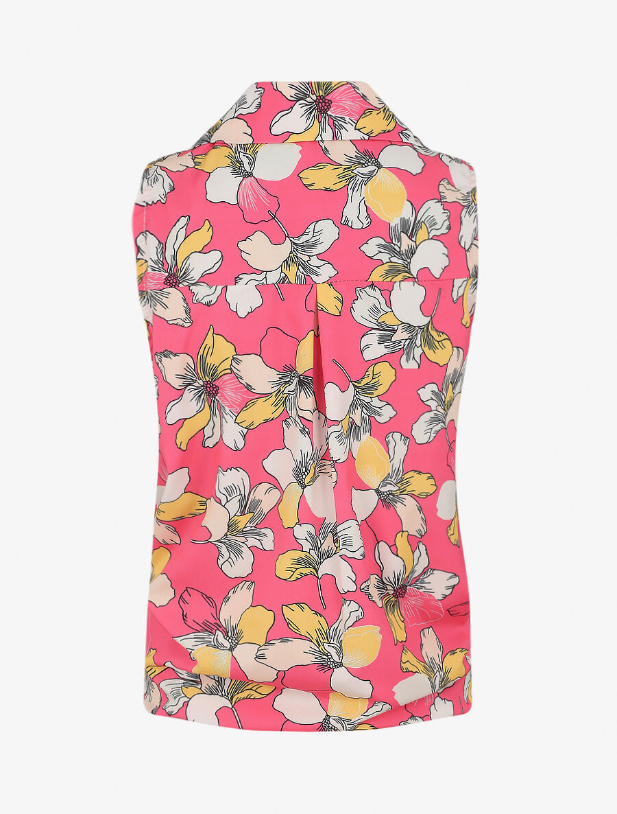 Blouse sans manches à liens à nouer - Fushia - 2