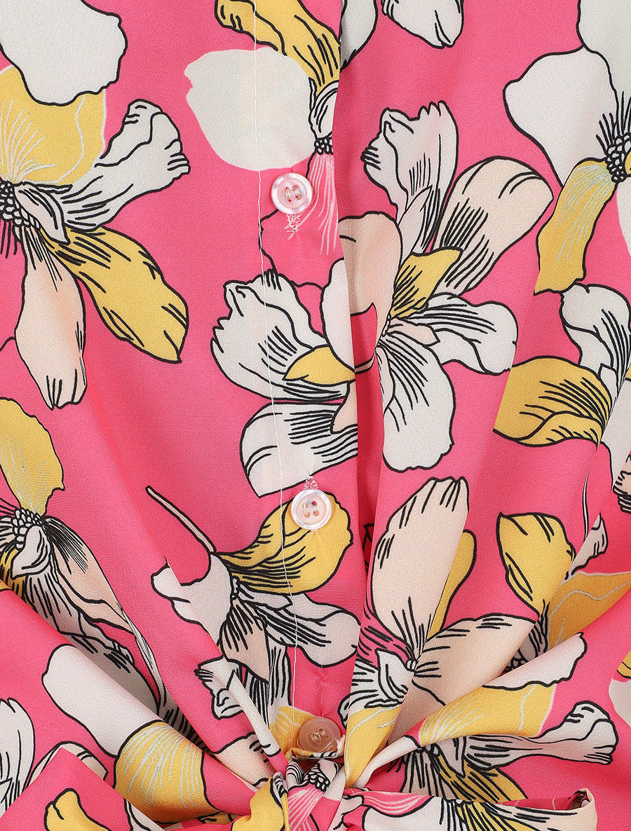 Blouse sans manches à liens à nouer - Fushia - 3