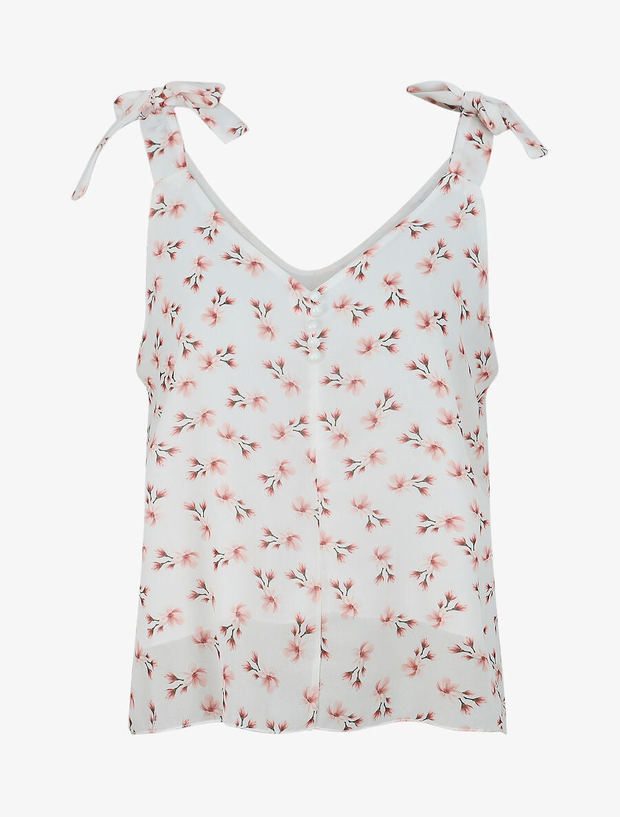 Blouse imprimé fleuri à bretelles - Blanc - 1