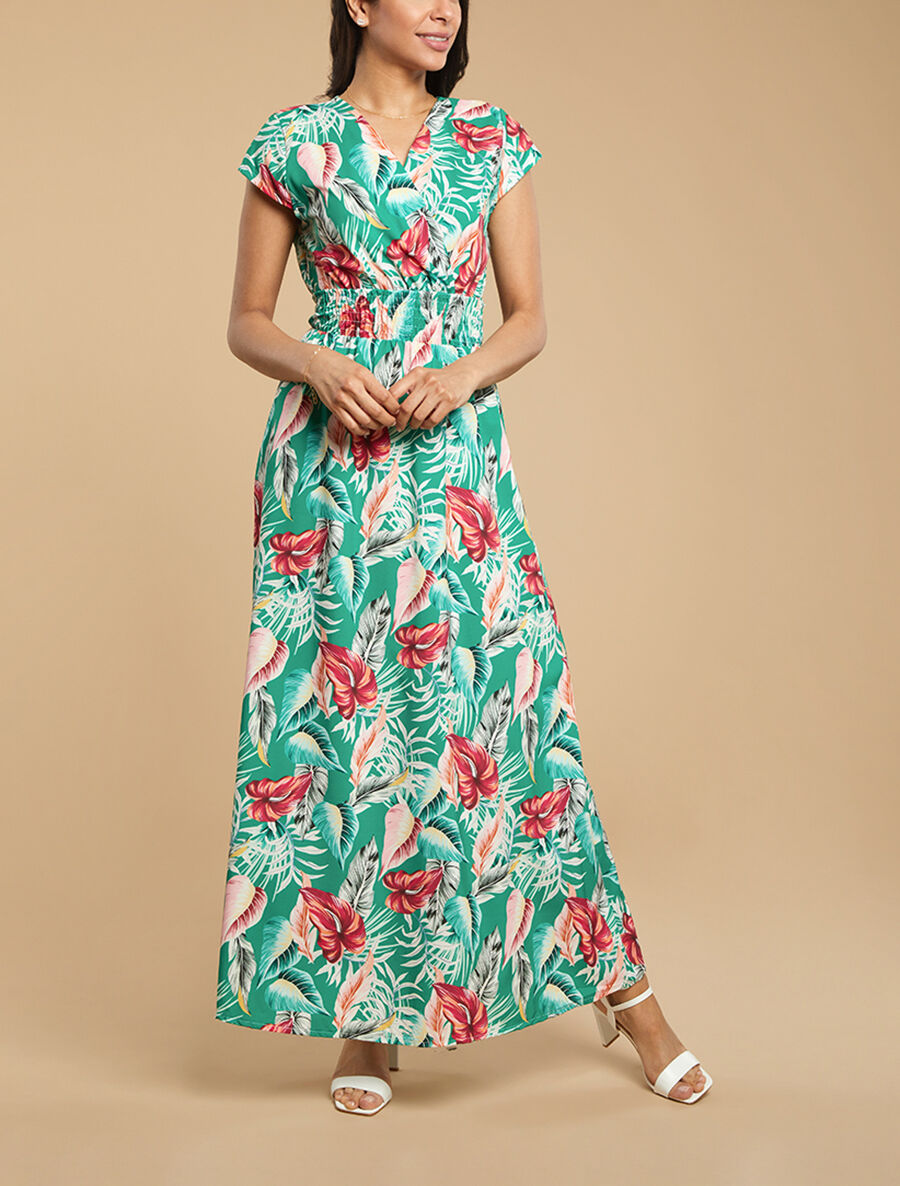 Robe longue à imprimé floral - Vert - 4