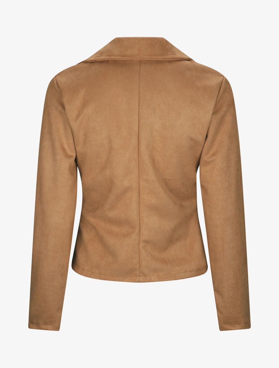 Perfecto droit en suédine poches zippées - Camel clair - 2