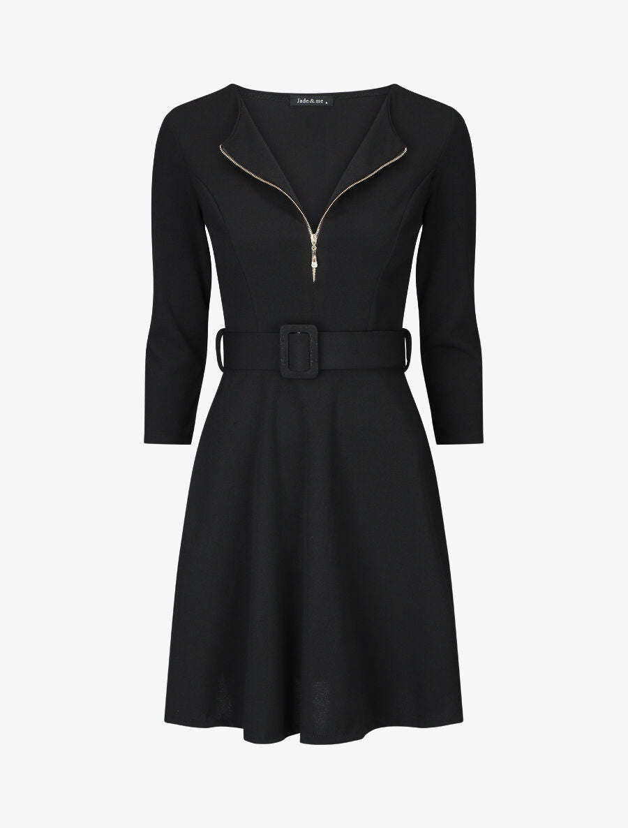 Robe patineuse à zip - Noir - 1