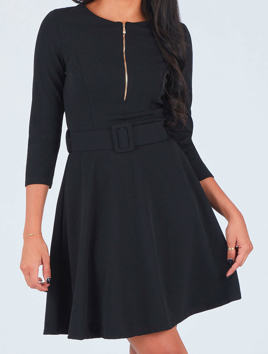 Robe patineuse à zip - Noir - 3