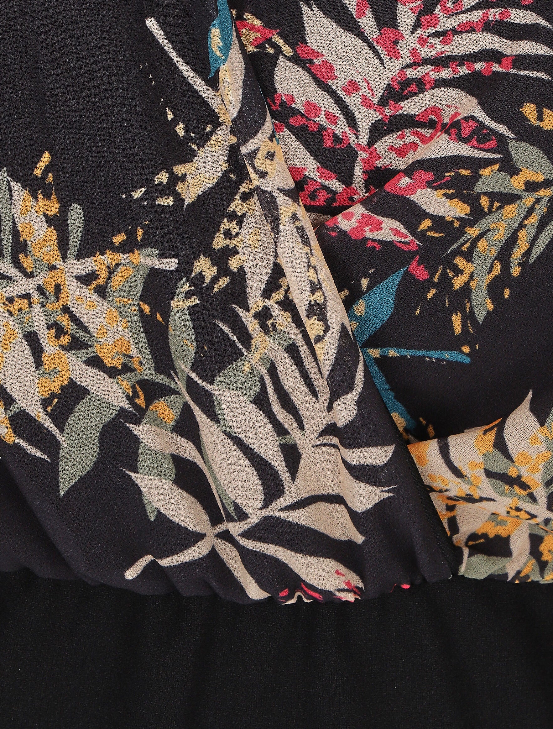 Robe fourreau à buste imprimé feuillage - Noir - 3