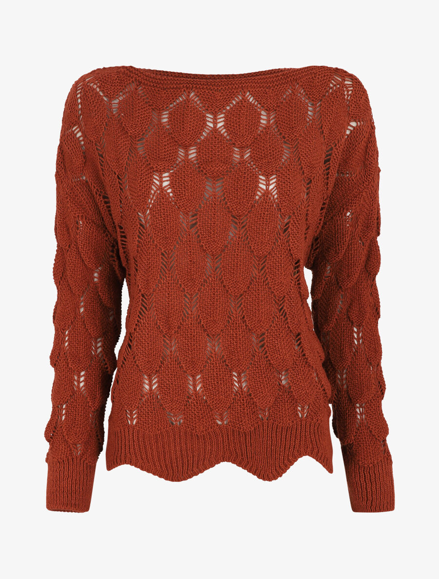 Pull en maille effet écaille - Rouille - 1