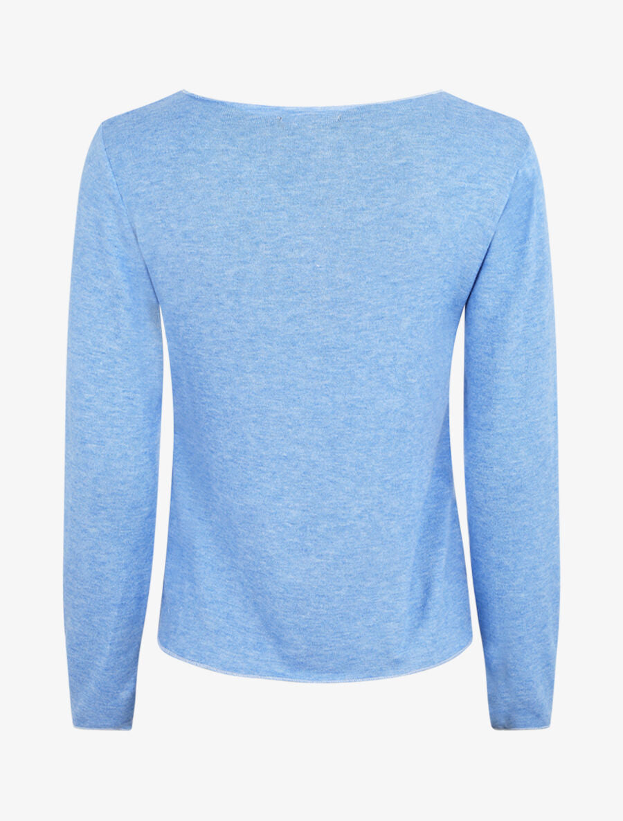 Pull floqué en laine mélangée - Bleu ciel - 2