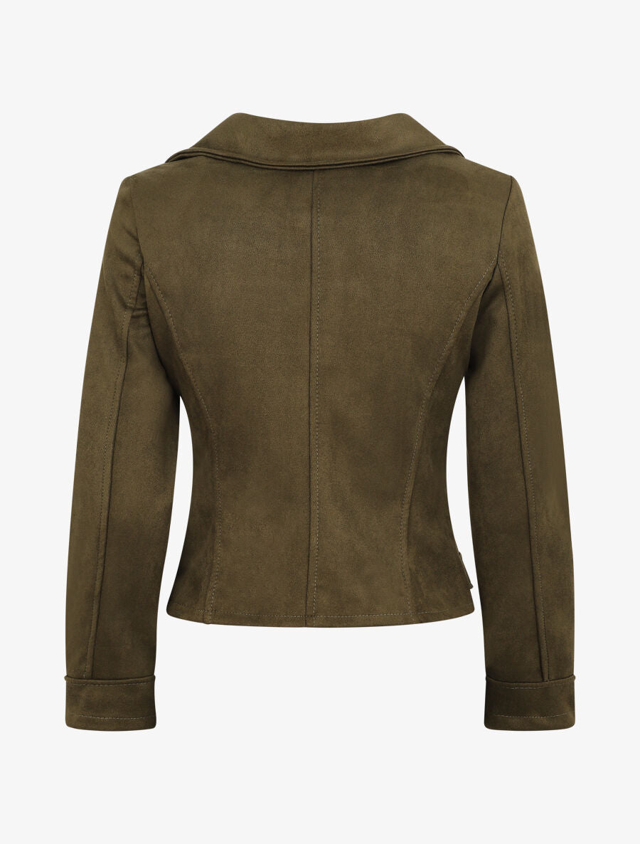 Veste style perfecto en suédine - Kaki - 2