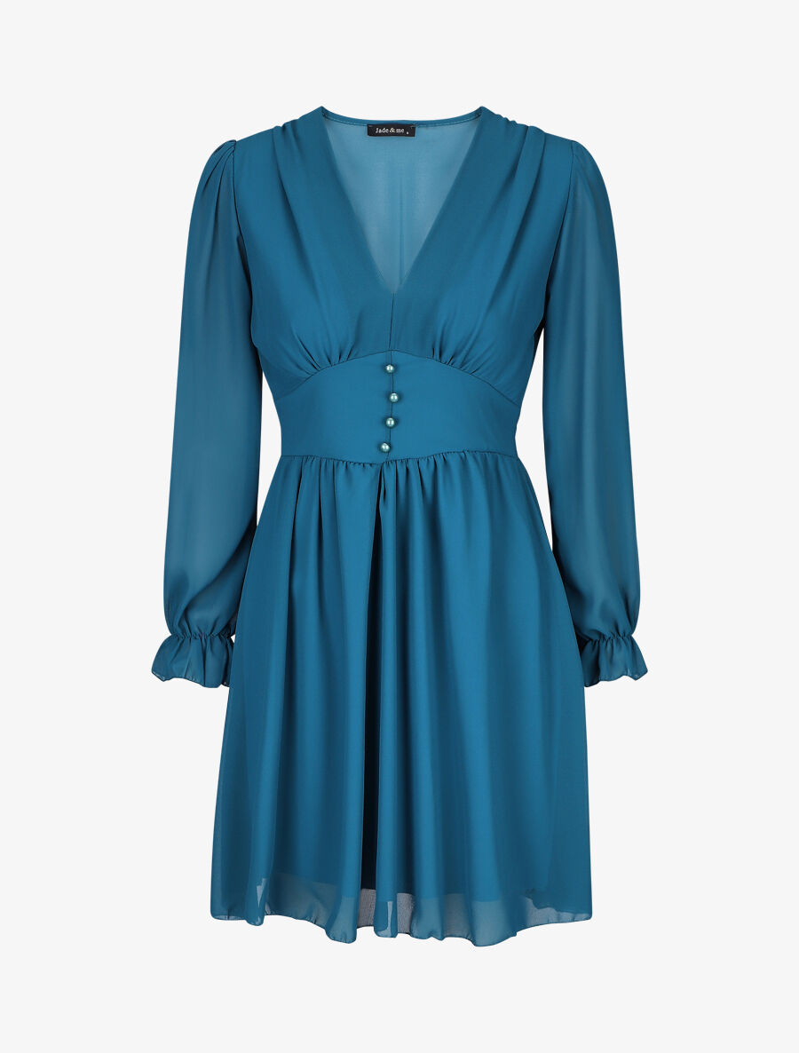 Robe courte patineuse en voile - Bleu canard - 5