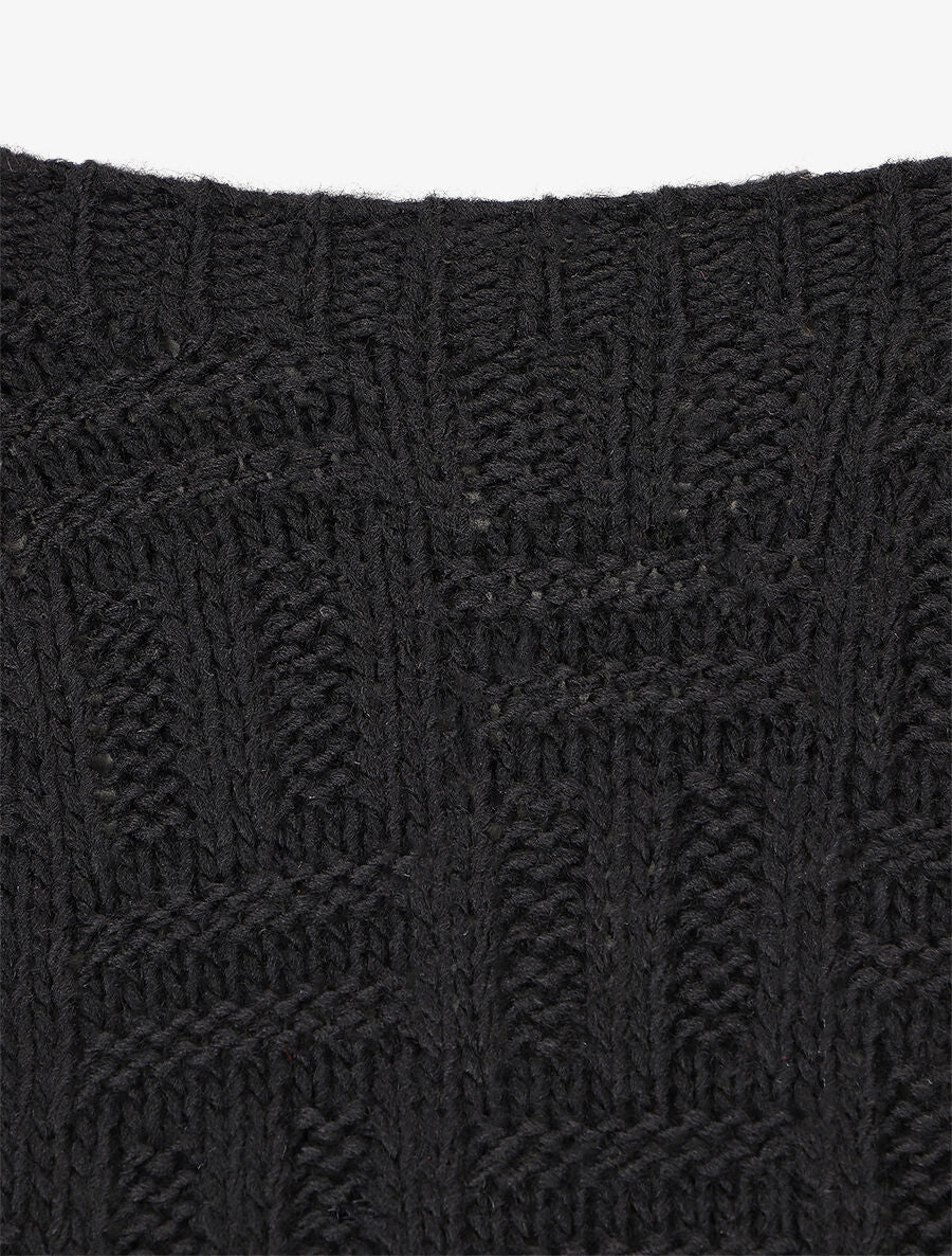 Pull uni en maille à imprimé graphique - Noir - 3