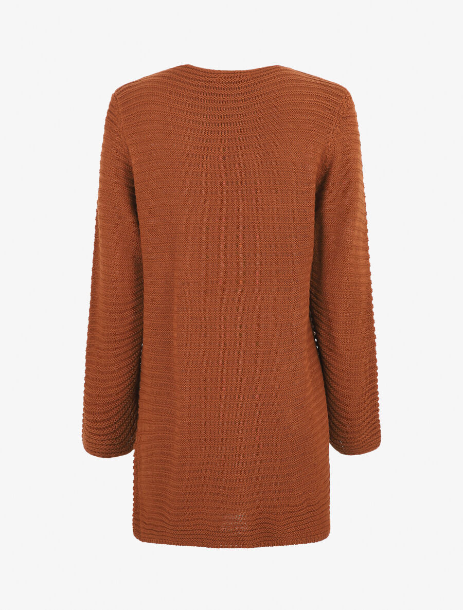 Gilet mi-long côtelé - Rouille - 2