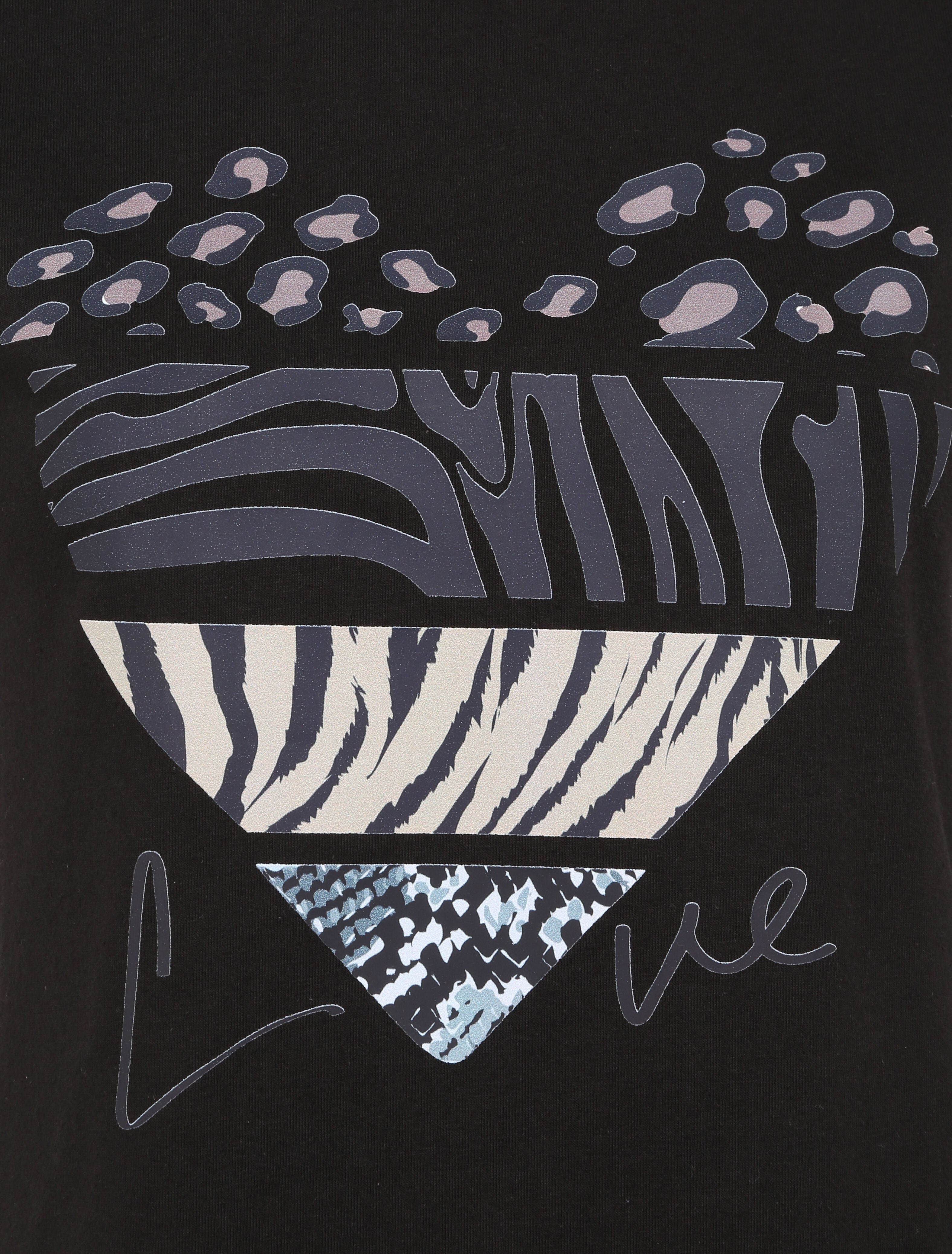 T-shirt à motif coeur et imprimé animaux - Noir - 3