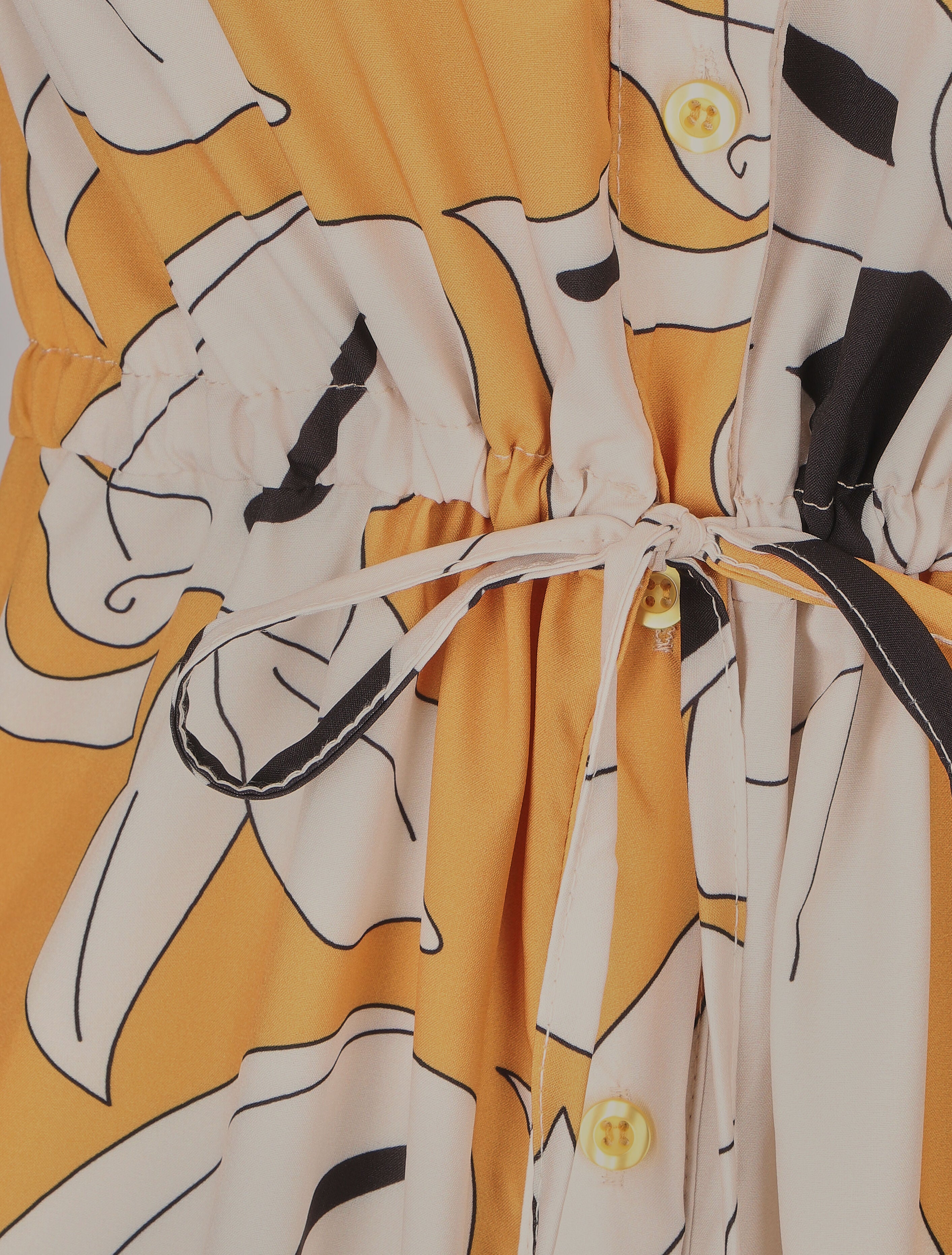 Robe chemise à imprimé fleurs - Jaune moutarde - 3