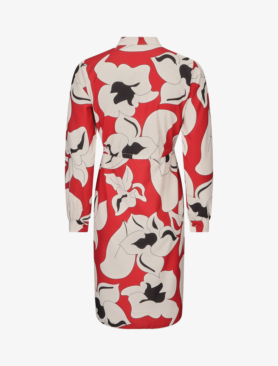 Robe chemise à imprimé fleurs - Rouge - 2