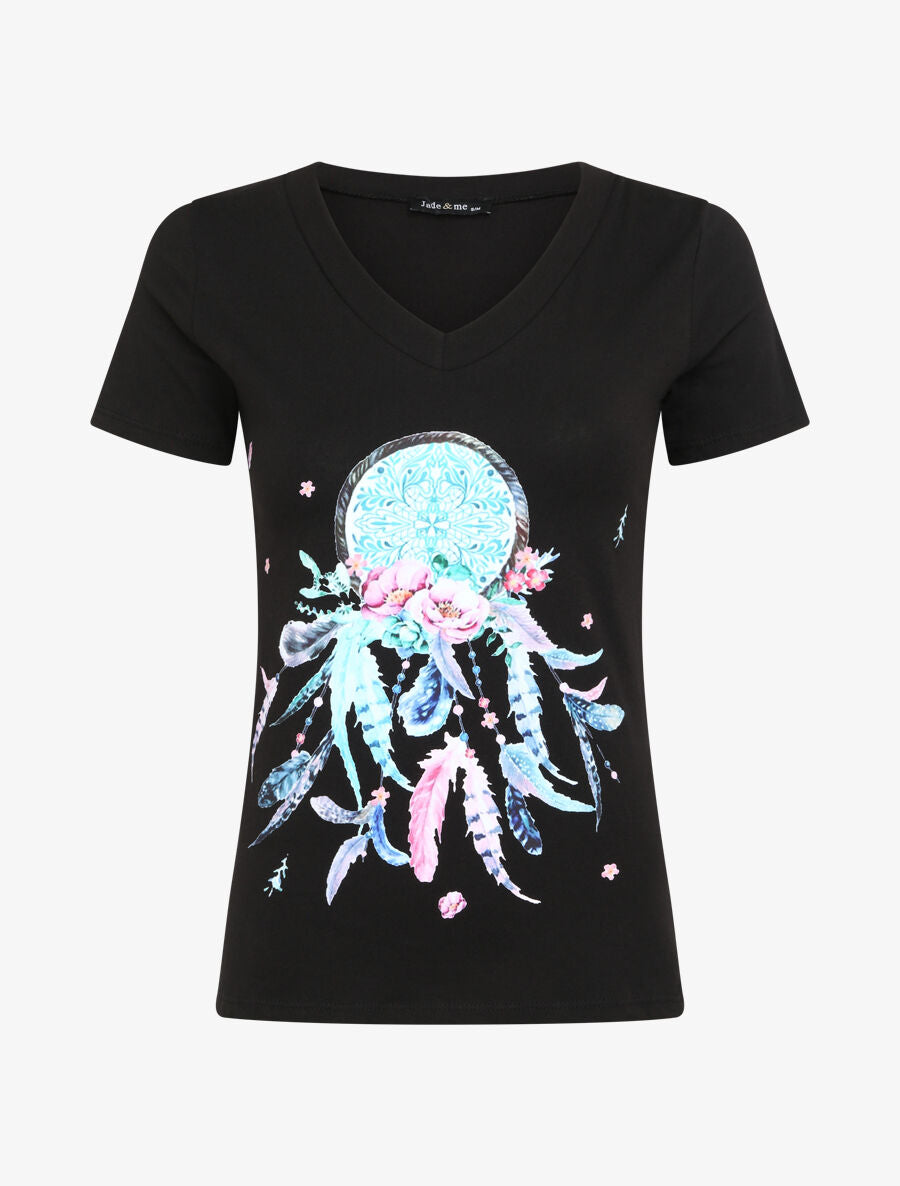 T-shirt slim à flocage dreamcatcher - Noir - 4